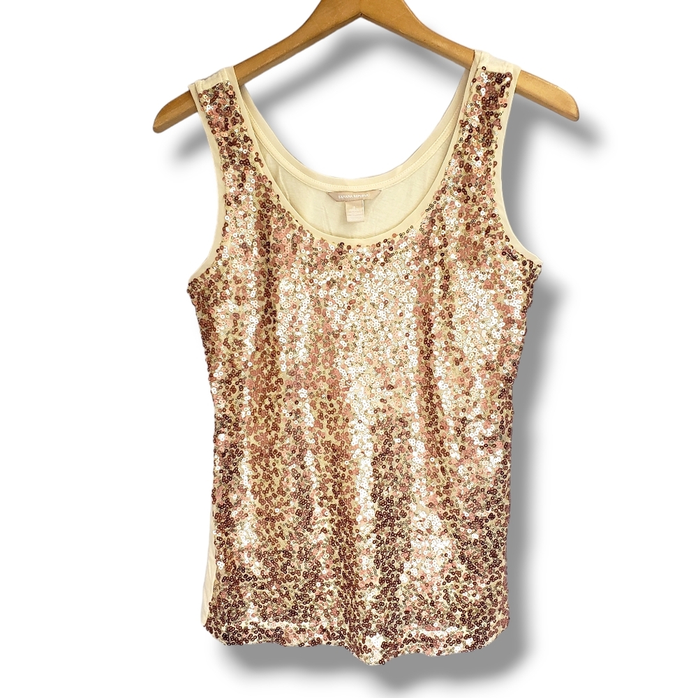 Banana Republic Bronze & Gold Metallic Sequin Tank Size Small
